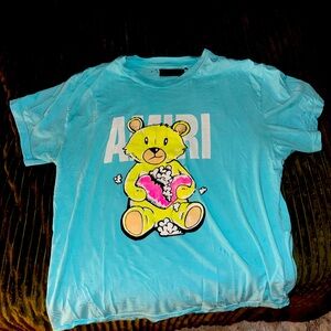 Amiri teal teddy bear shirt